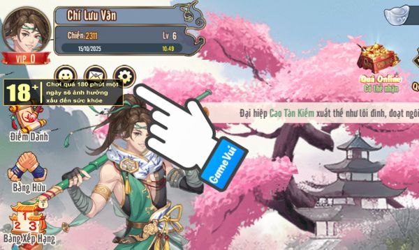 Chạm vào biểu tượng bánh răng