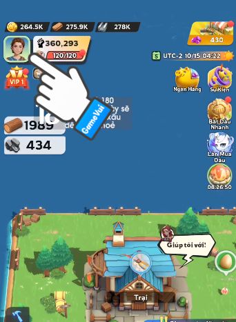 Chạm vào avatar nhân vật