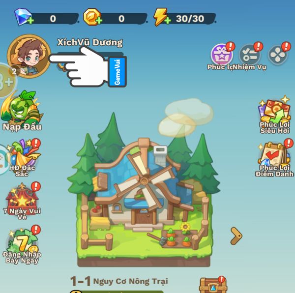 Chạm vào ảnh đại diện