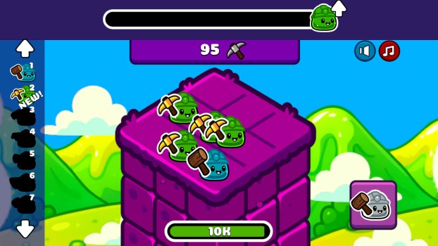 Hợp nhất hai slime giống nhau để nâng cấp.