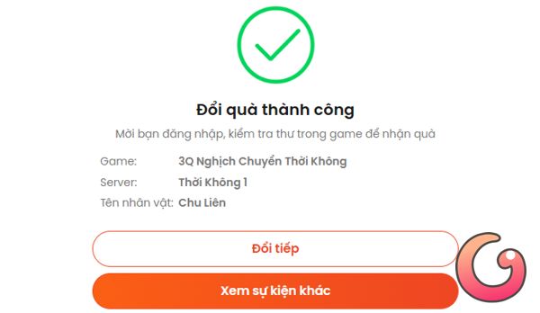 Đổi quà thành công