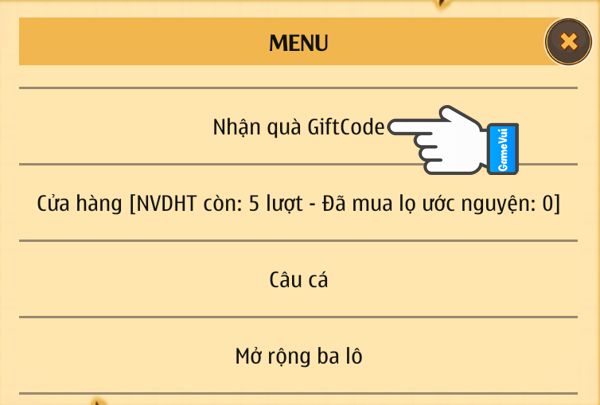 Nhận quà Giftcode