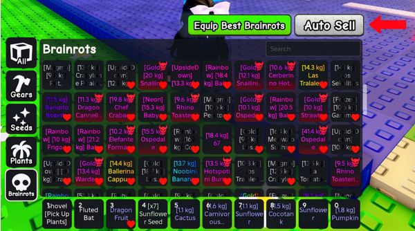Cách kích hoạt và sử dụng Auto Sell trong Plants vs Brainrots