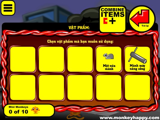 Ghép hoặc sử dụng các vật phẩm hợp lý.