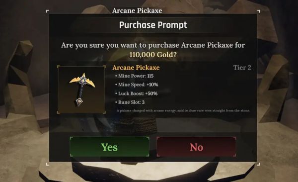 Những chỉ số của Arcane Pickaxe