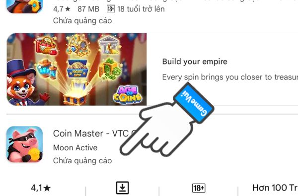 Click vào Coin Master