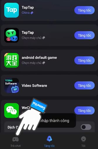 Chọn mục Trò chơi