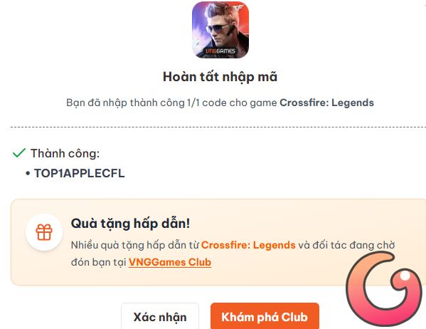 Hoàn tất nhập mã