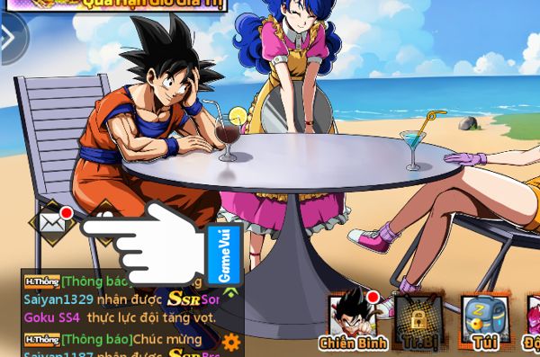 Chạm vào biểu tượng lá thư