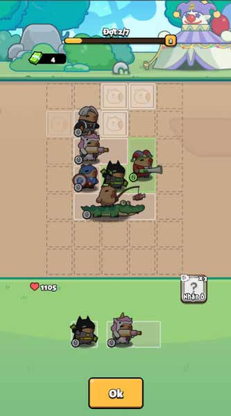 Kéo và đặt các Capy vào ô trống