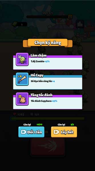 Lên cấp sẽ được chọn kỹ năng Buff