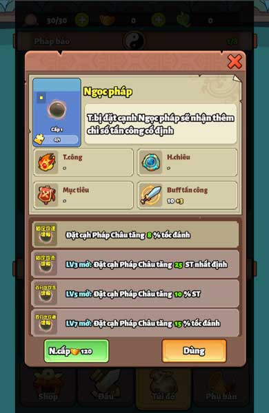 Nâng cấp, đột phá trang bị pháp bảo