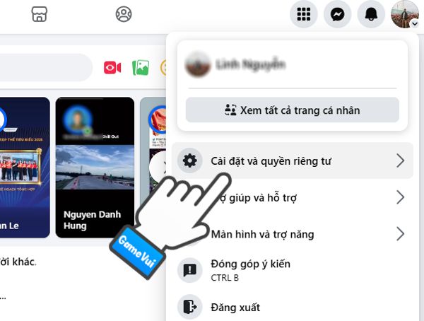 Chọn Cài đặt và quyền riêng tư