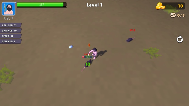 Đánh bại các sinh vật để thăng cấp.