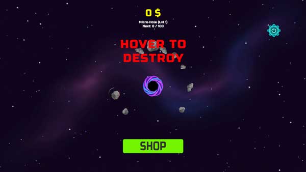 Bấm và giữ chuột để phá hủy thiên thạch lơ lửng xung quanh