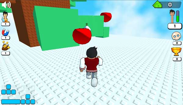 Điều khiển Obby di chuyển và thu thập thật nhiều hoa quả