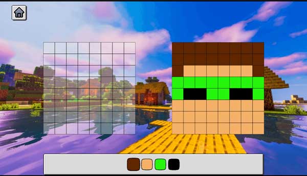 Chọn các màu có sẵn và tô màu hình nhân vật Minecraft