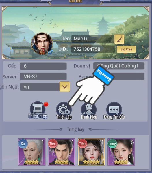 Chọn Thiết lập