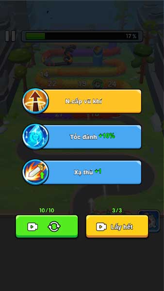 Chọn Buff nâng cấp khi đủ tài nguyên