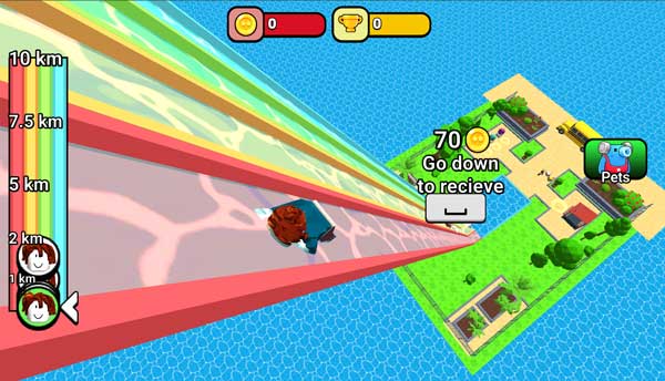 Bấm Space để trượt nước xuống phía dưới