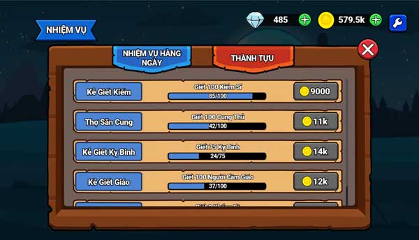 Hoàn thành nhiệm vụ hàng ngày để nhận thêm thưởng