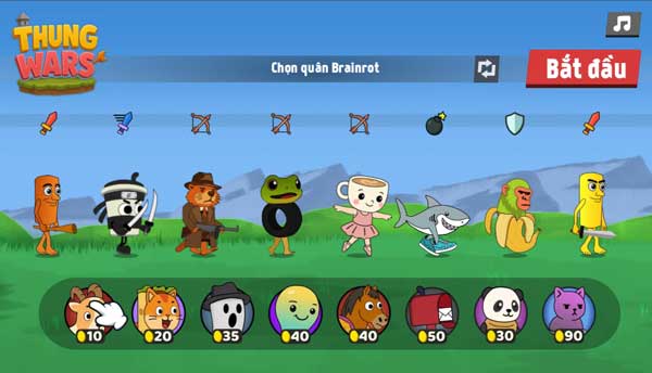 Thay đổi các loại quân lính Brainrot