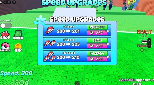 Cách sử dụng tốc độ trong Escape Tsunami for Brainrots