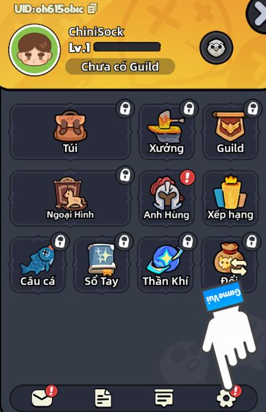 Chạm vào biểu tượng bánh răng