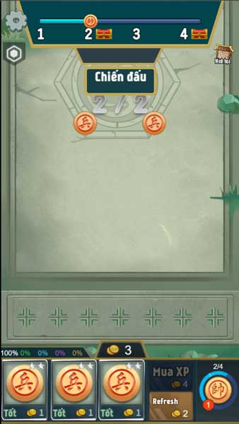 Dùng xu vàng để mua thêm quân cờ, những quân giống nhau sẽ kết hợp để tạo thành quân cờ cao cấp hơn