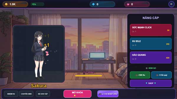 Click, bấm chuột liên tục để tăng số lượng đồng xu nhận được