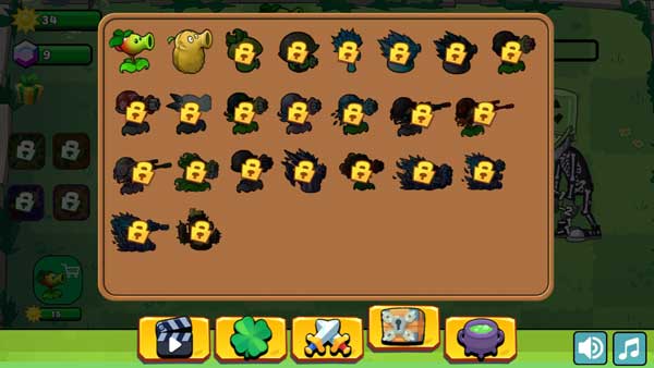 Mở khóa thật nhiều mẫu cây trồng PVZ