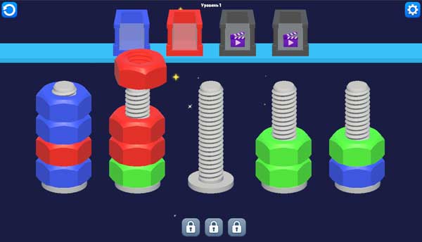 Bấm chuột hoặc chạm màn hình để tháo lắp, sắp xếp ốc vít