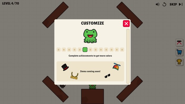 Mở khoá các trang phục cho chú ếch.