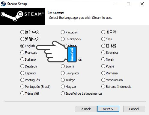 Chọn ngôn ngữ Steam