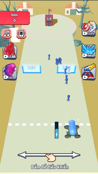 Bấm và di chuyển chuột để bắn lính Stickman ra từ khẩu pháo Cannon