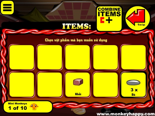 Sử dụng các vật phẩm hoặc ghép chúng.