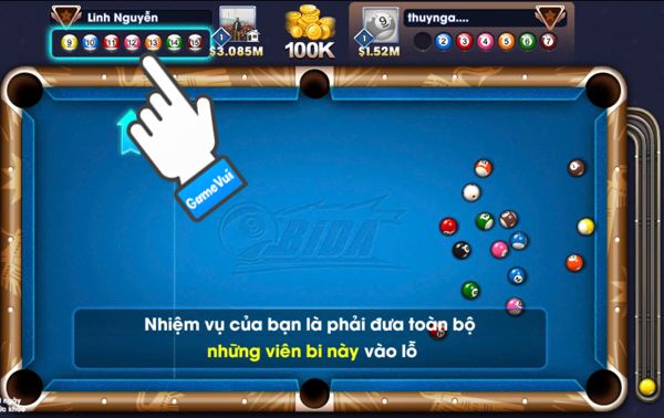 Đẩy hết số bi xuống lỗ