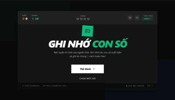 Chơi game Ghi nhớ con số - GameVui