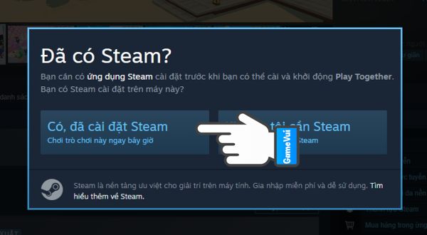 Có, đã cài đặt Steam