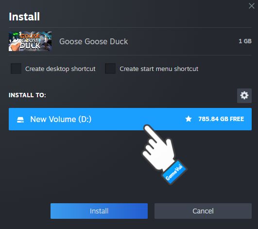 Chọn nơi lưu file cài đặt gamee