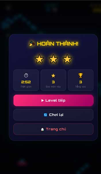 Hoàn thành cấp độ và đạt 3 sao