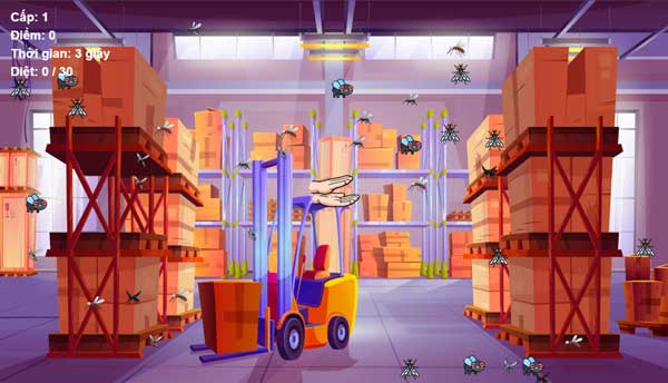 Đập và diệt thật nhiều ruồi muỗi trong nhà kho