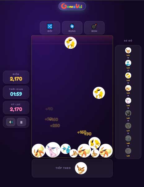 Lần lượt mở khóa các cấp độ Eevee cao cấp hơn