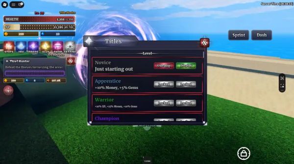 Hướng dẫn trang bị và thay đổi danh hiệu trong Sailor Piece