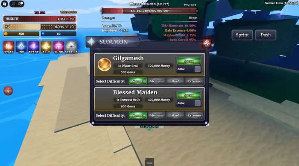 Vị trí của Boss Blessed Maiden trong Sailor Piece