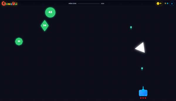 Điều khiển xe tăng di chuyển sang trái phải và bắn vỡ những khối ô số