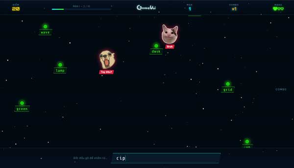 Nếu gõ sai nhiều sẽ xuất hiện những meme để khích lệ người chơi