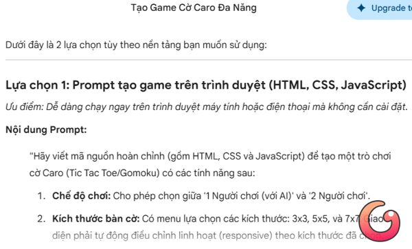 Gemini đưa ra 2 lựa chọn