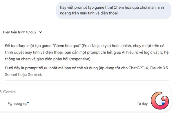Viết Prompt tạo game chém hoa quả