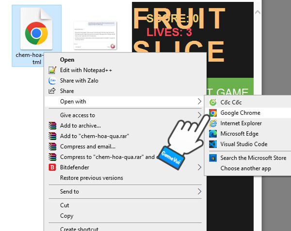 Mở game bằng Chrome